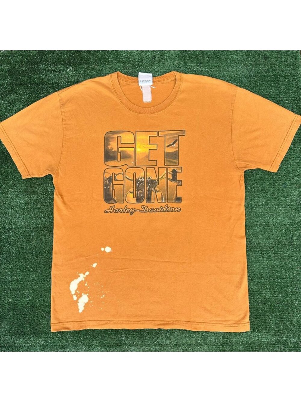 Vintage Y2K Harley Davidson Kitty Hawk T-Shirt Orange M/L Biker Motorcycle NC